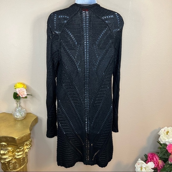 S Black Lace-Look Shrug Sweater Long Sleeve  Left On Houston Brand Small 4 6 - Picture 4 of 7